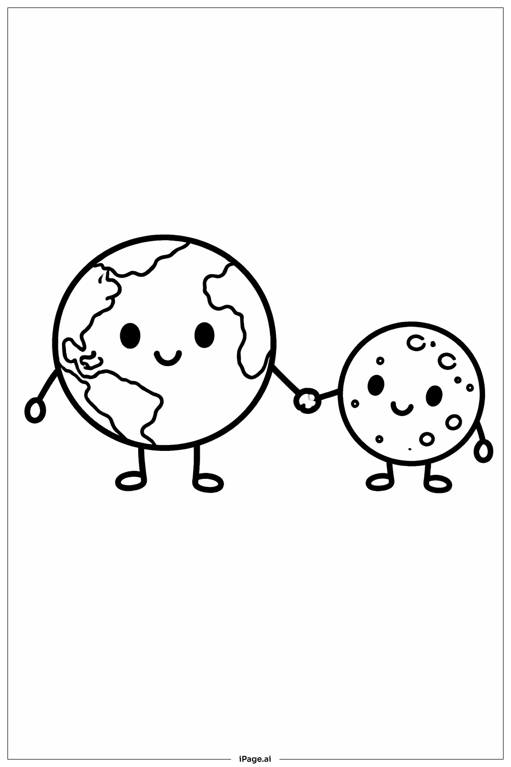  地球牵手填色页 