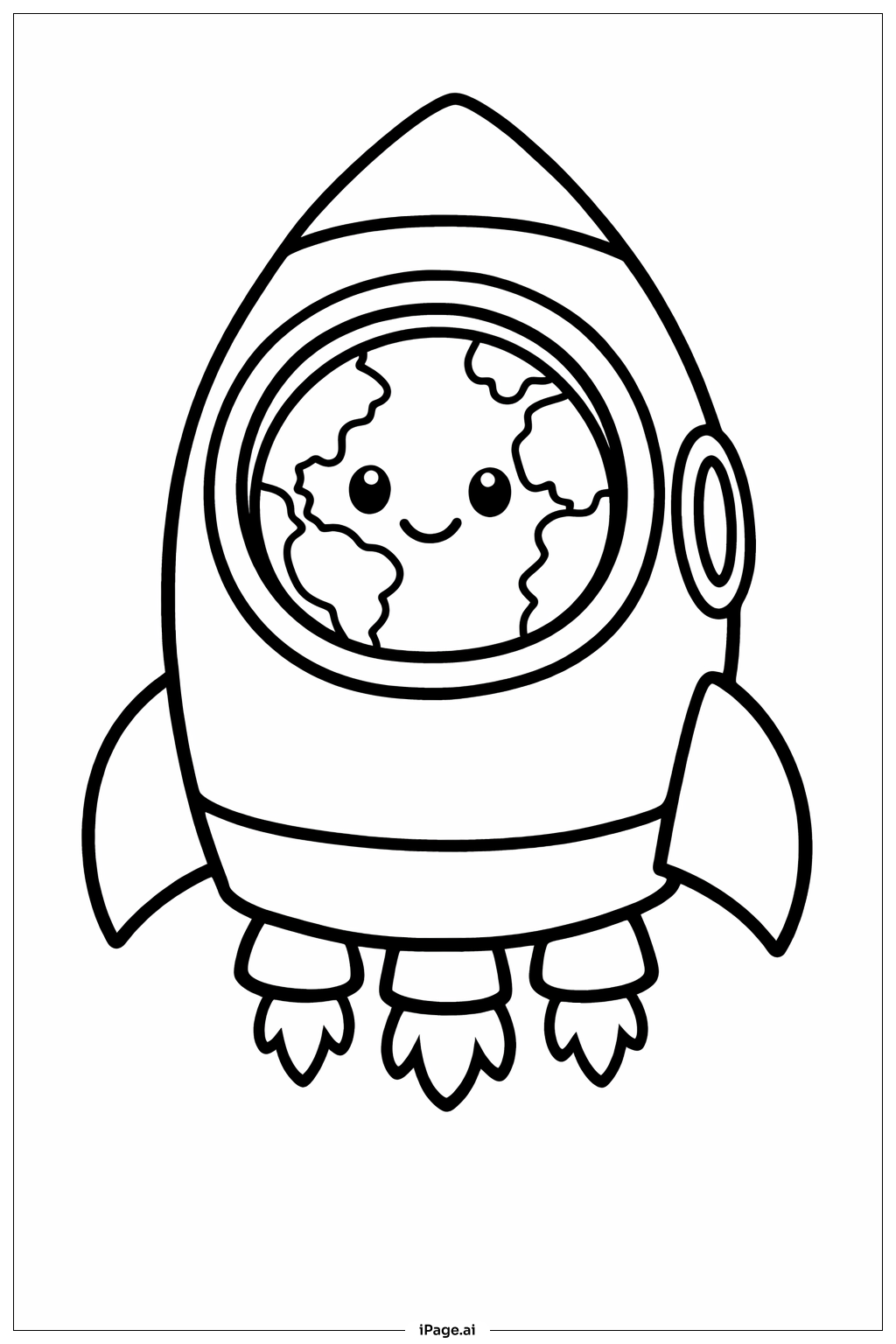  火箭中的地球填色页 