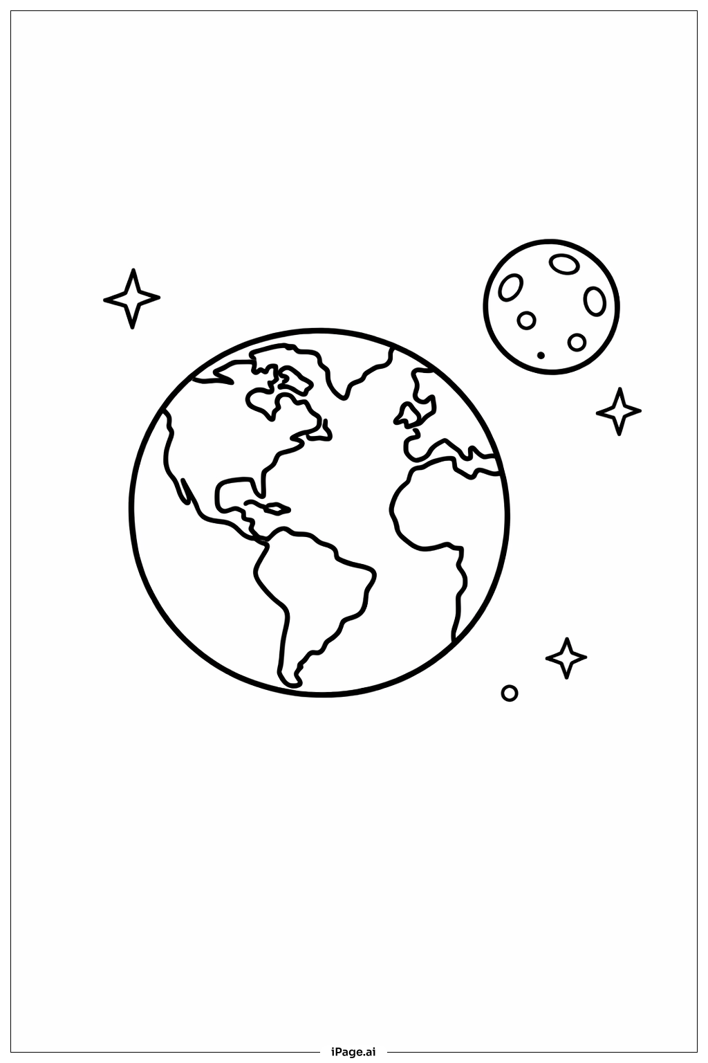  太空中的地球填色页 