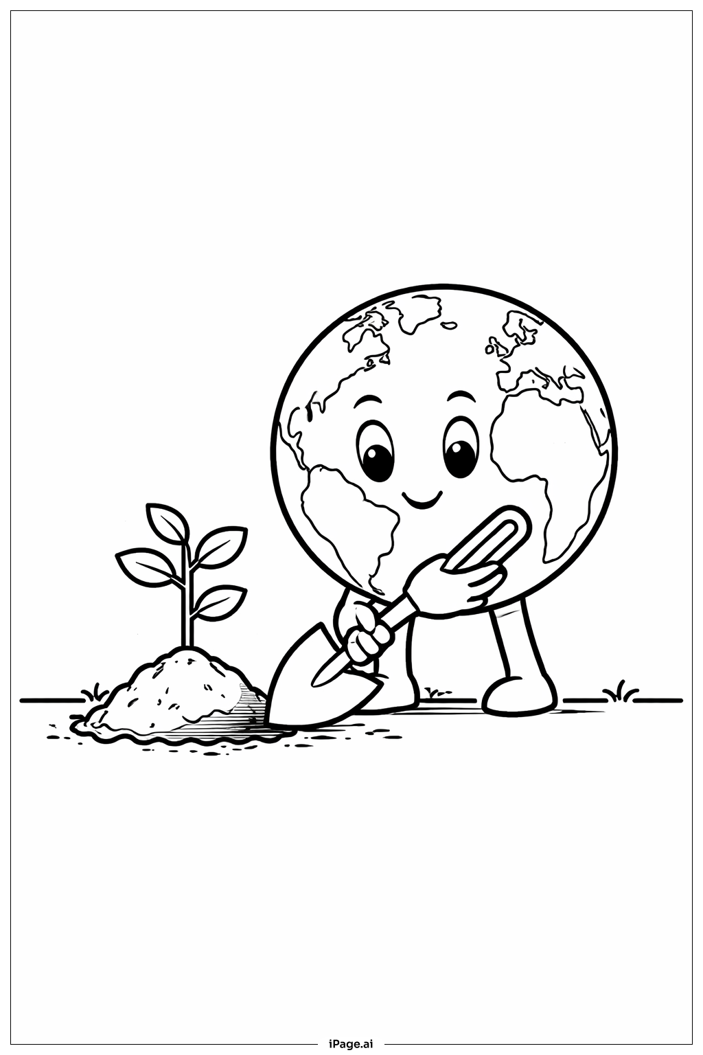 Página para colorir de Plantar Árvores na Terra