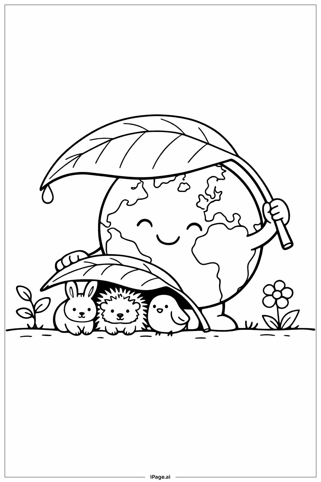  保护地球的动物填色页 