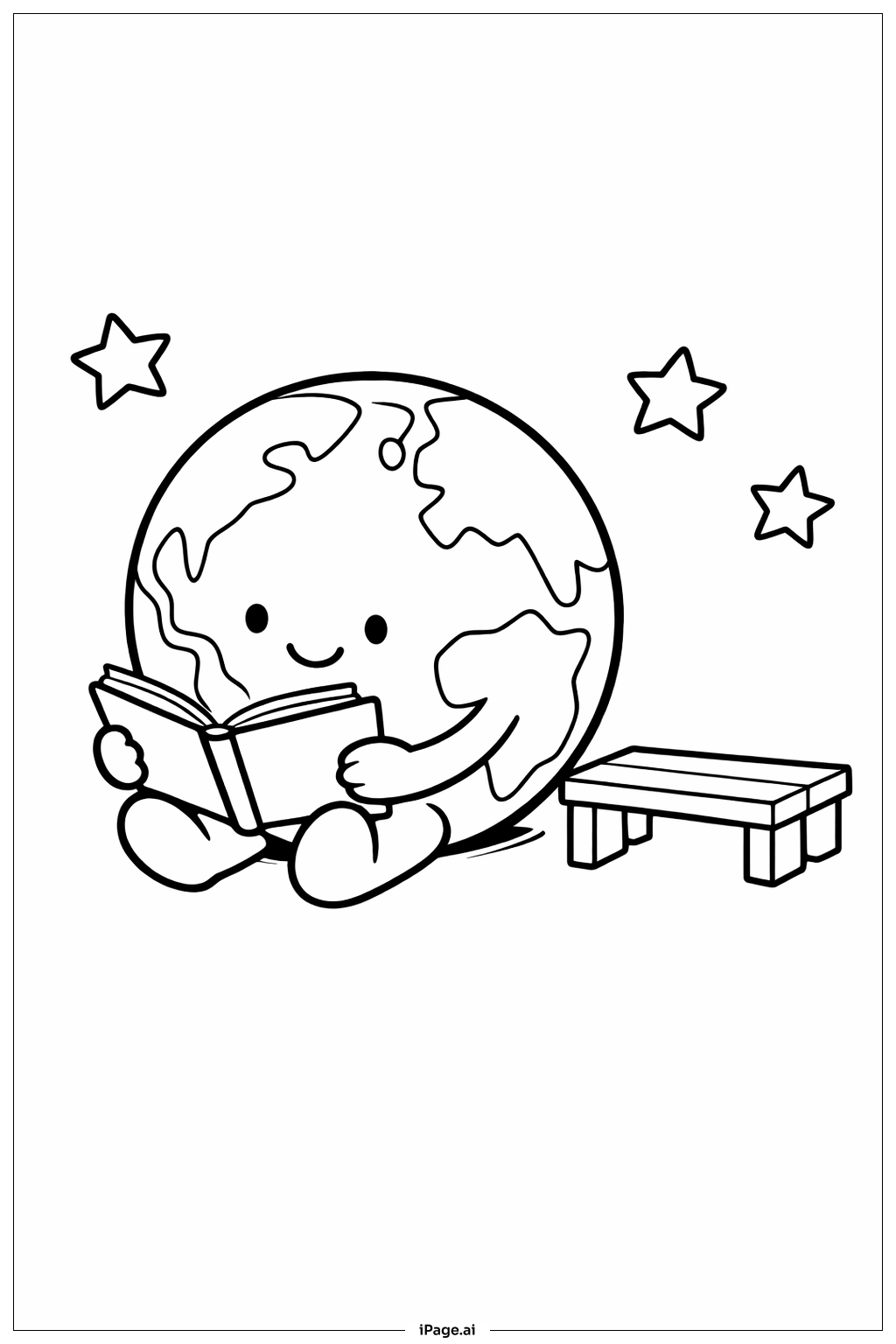 地球阅读书填色页