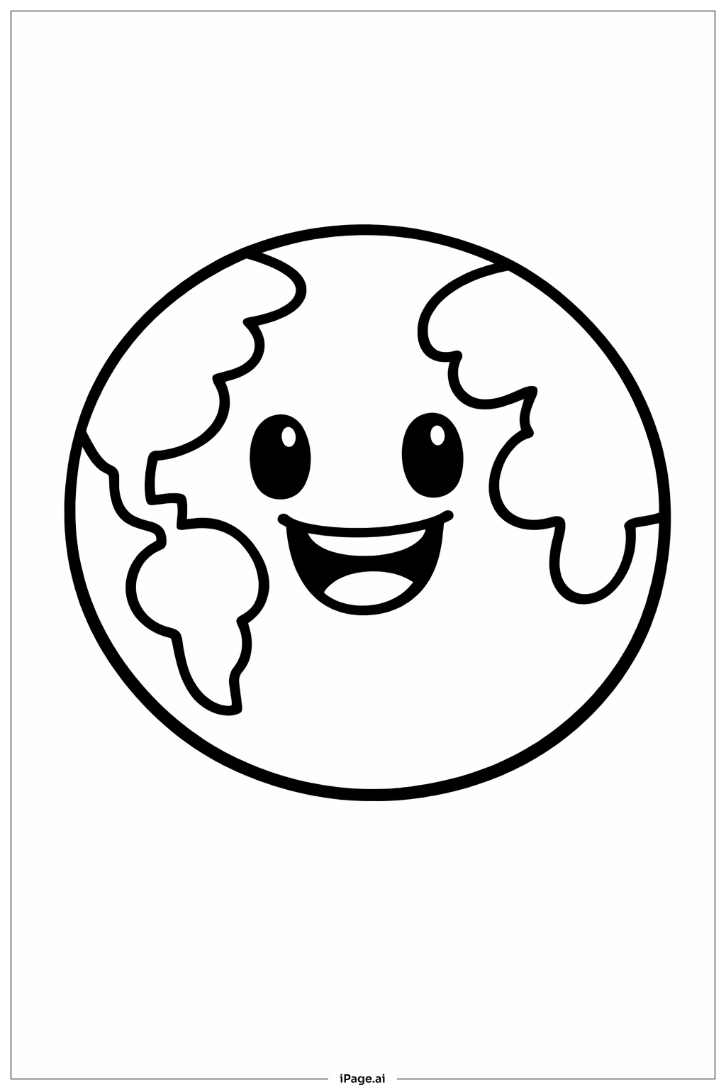  地球微笑脸填色页 