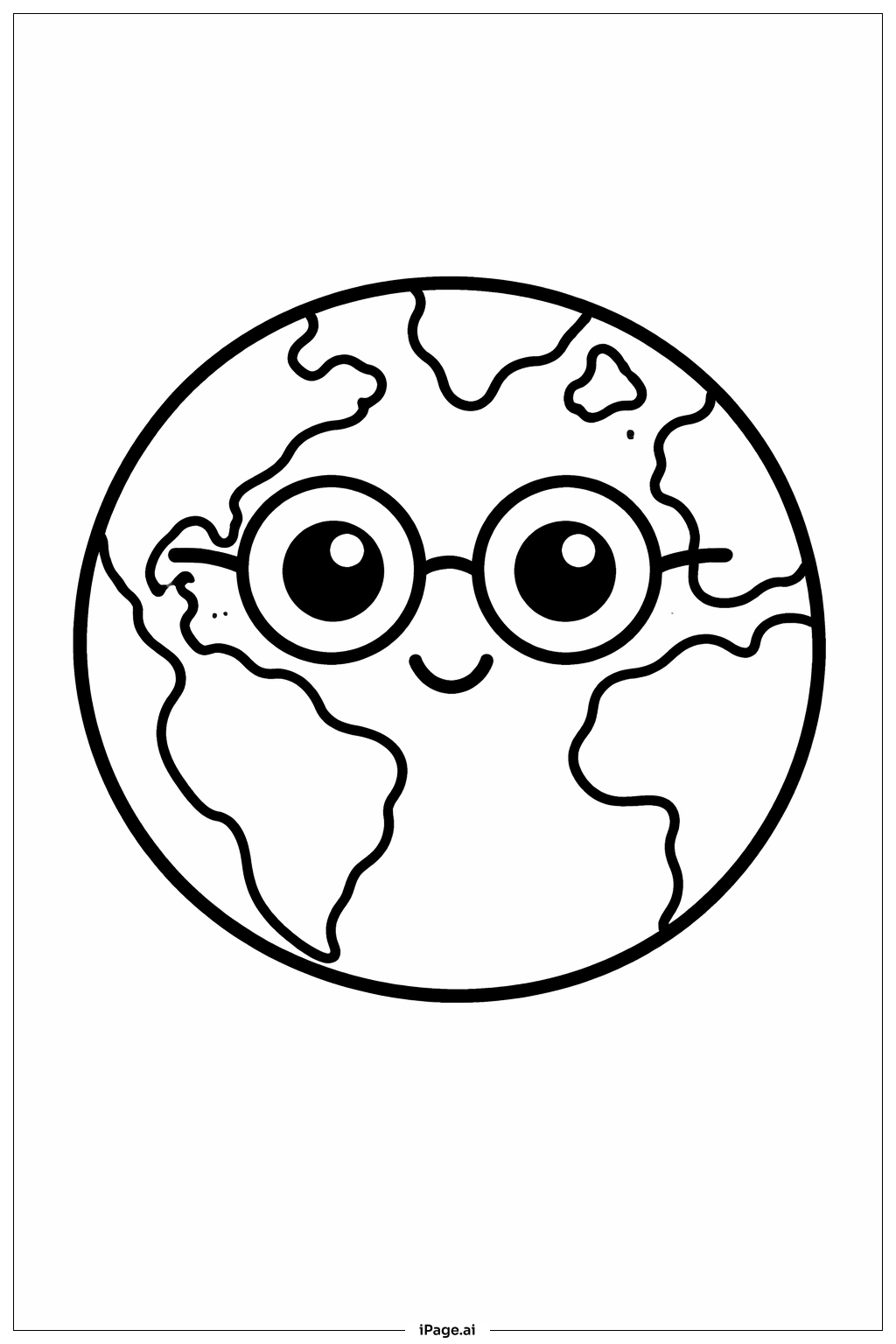  戴眼镜的地球填色页 