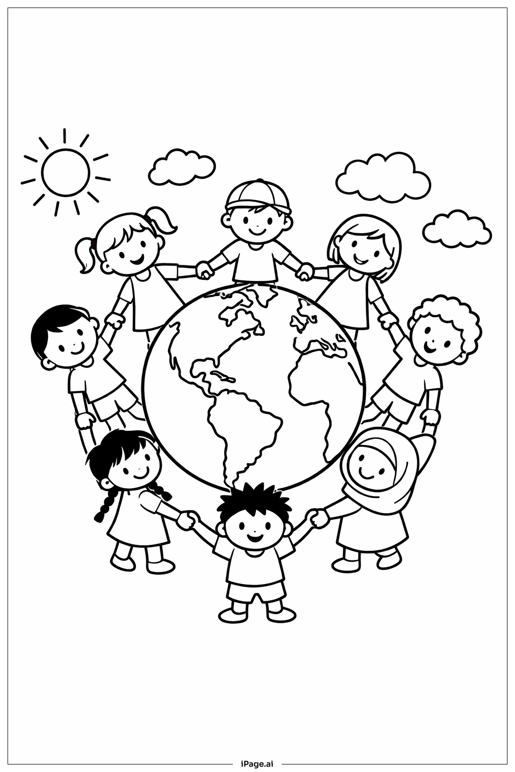  与孩子们共守地球填色页 