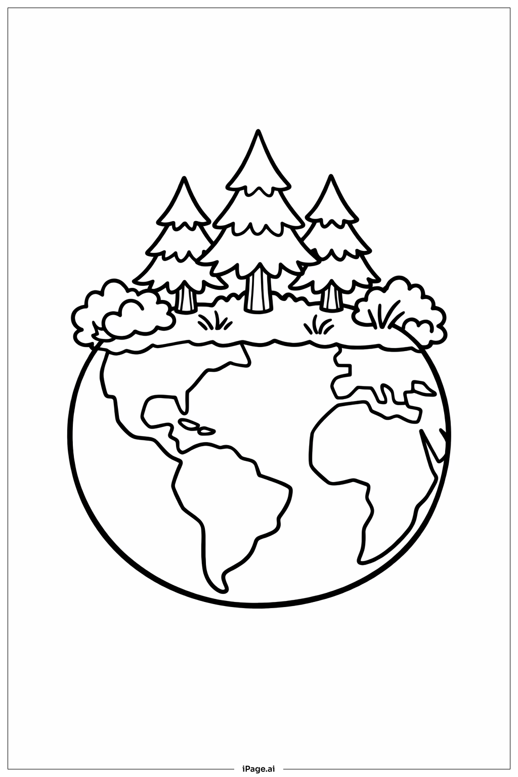  带森林的地球填色页 