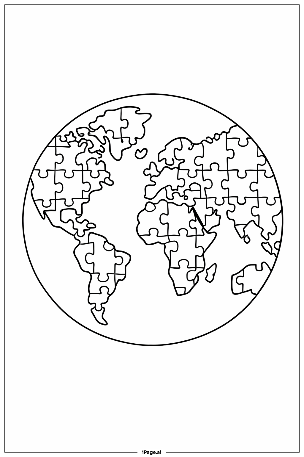 Página para colorir de Terra com Quebra-Cabeça de Mapa