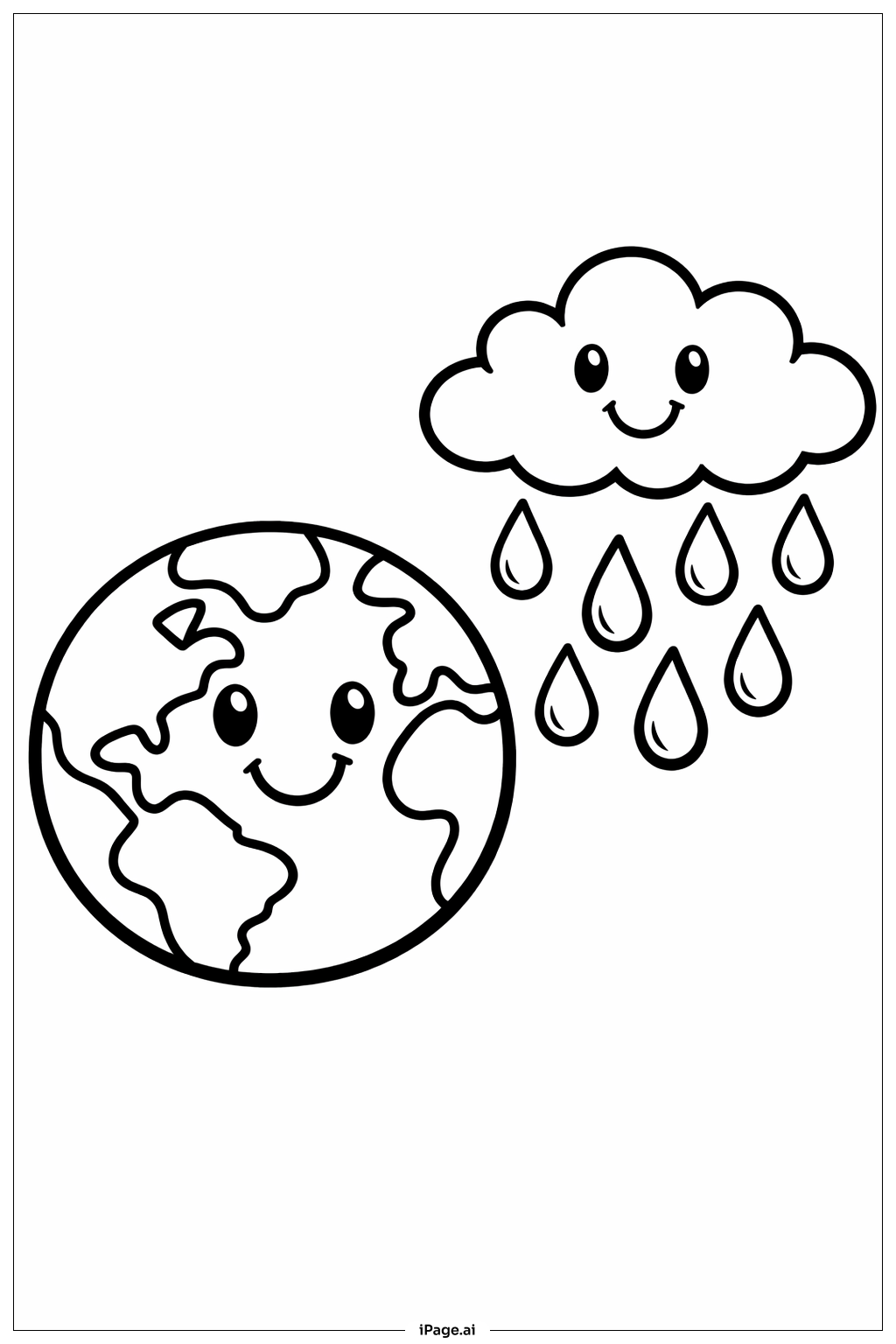  带雨云的地球填色页 