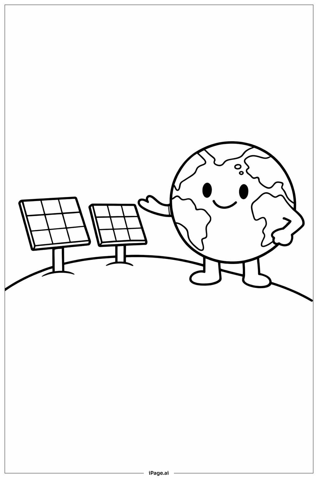 帶太陽能板的地球著色頁 