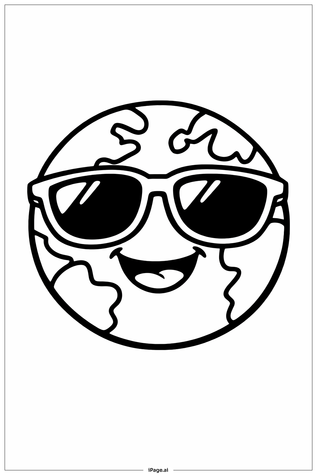  戴墨镜的地球填色页 