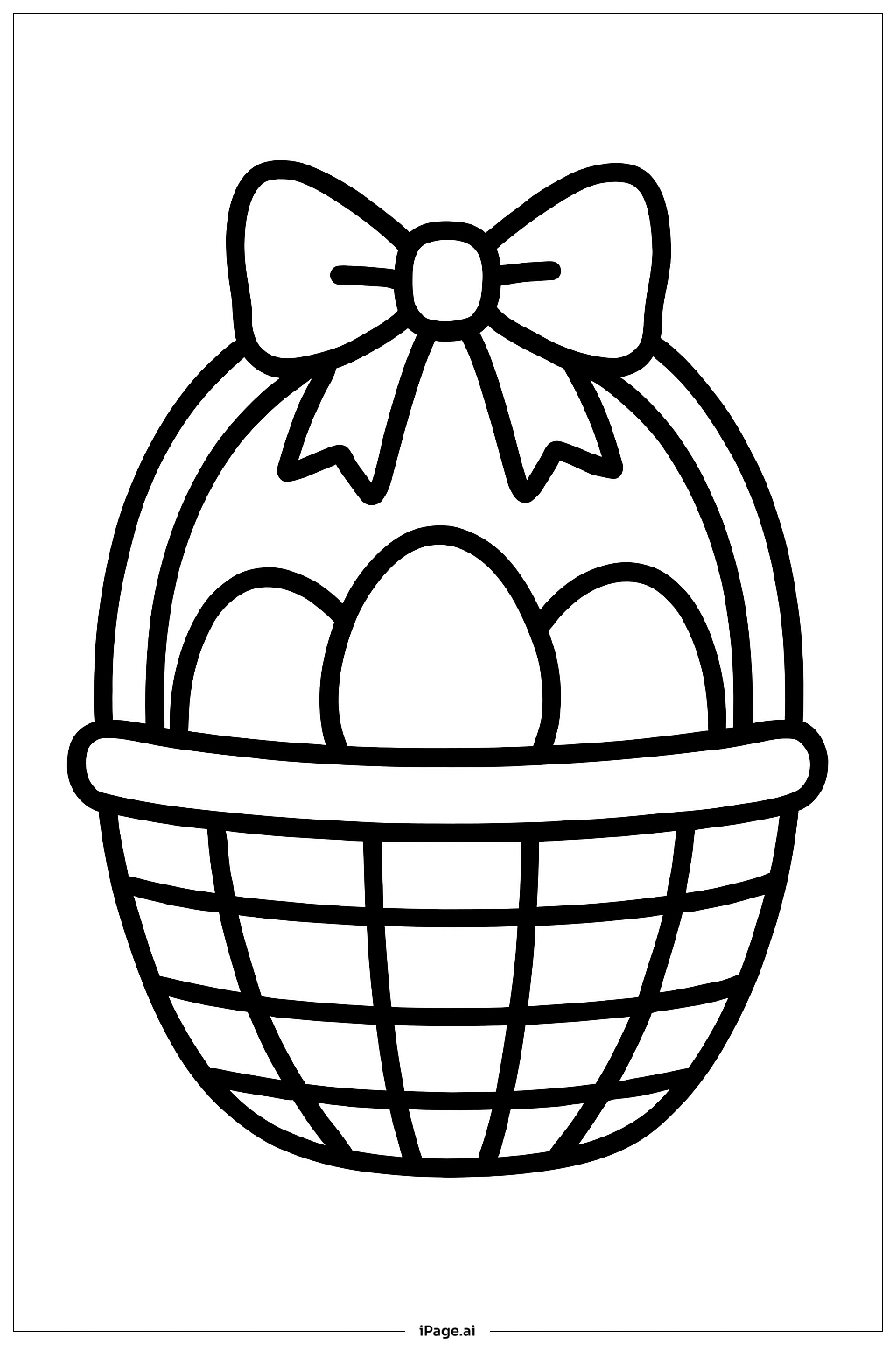  Easter Basket And Bow Coloring Page 
