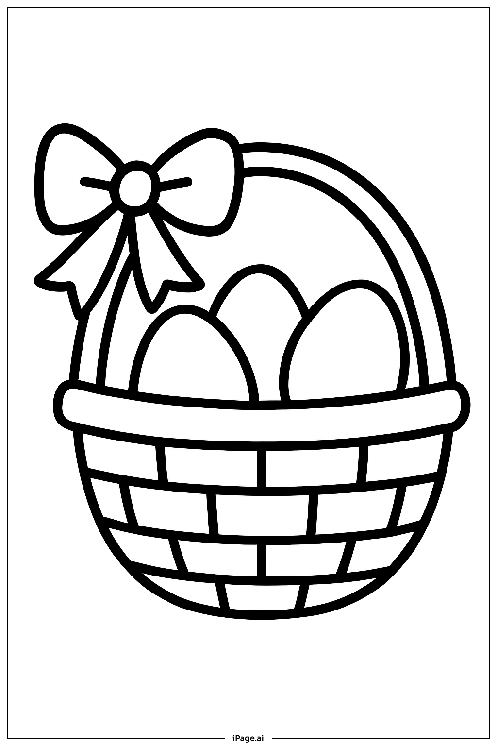  Easter Basket And Single Ribbon Coloring Page 