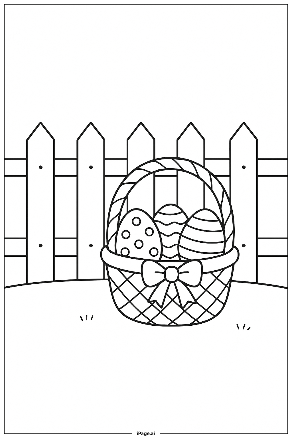  Easter Basket By A Fence Coloring Page 