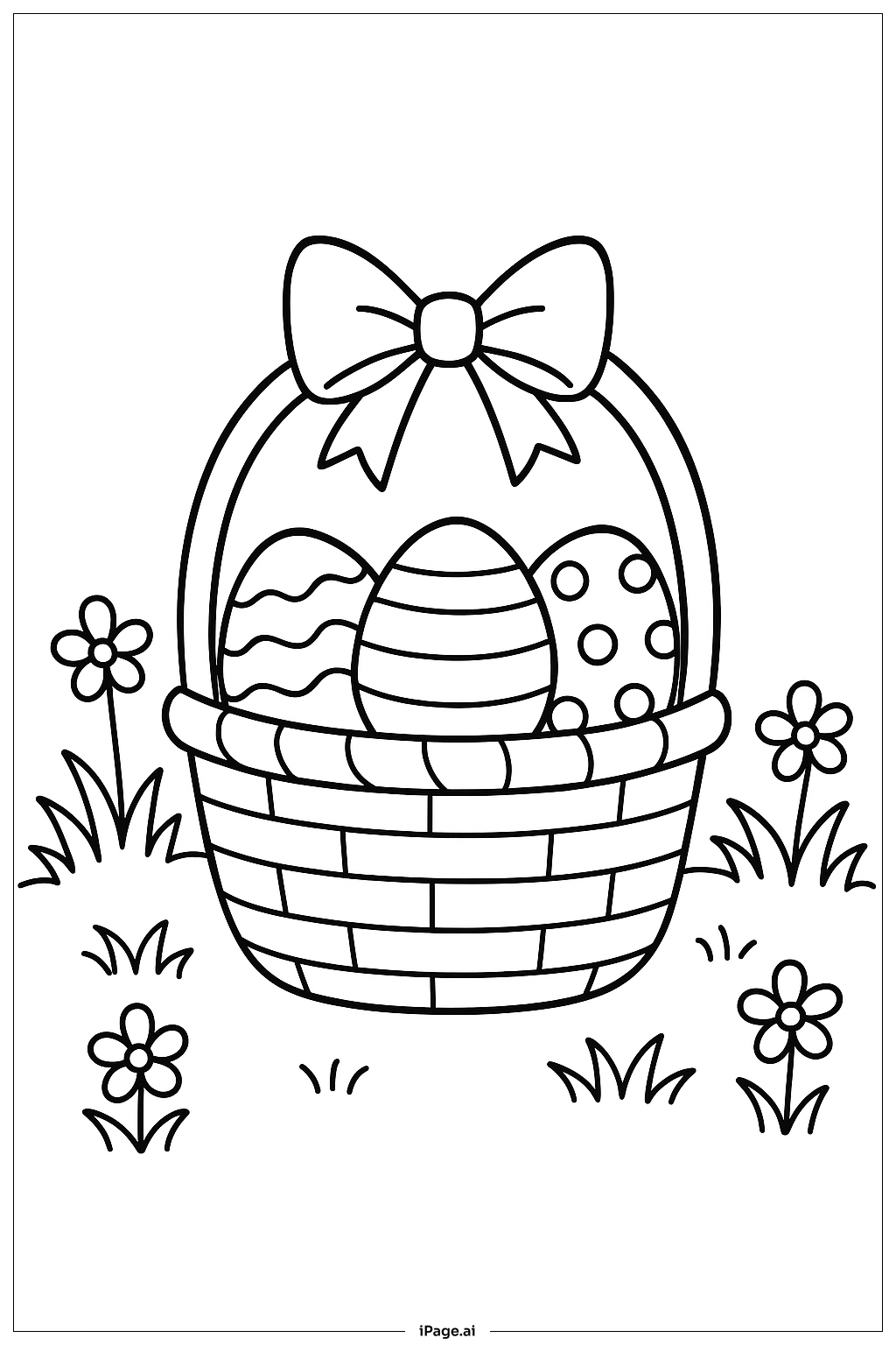  Easter Basket In Garden Patch Coloring Page 