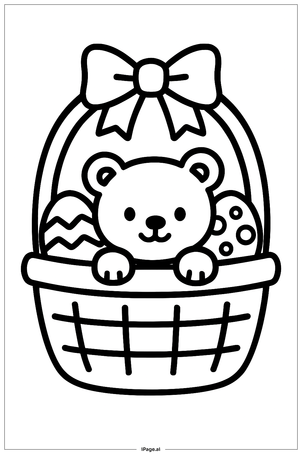  Easter Basket With Cute Bear Coloring Page 