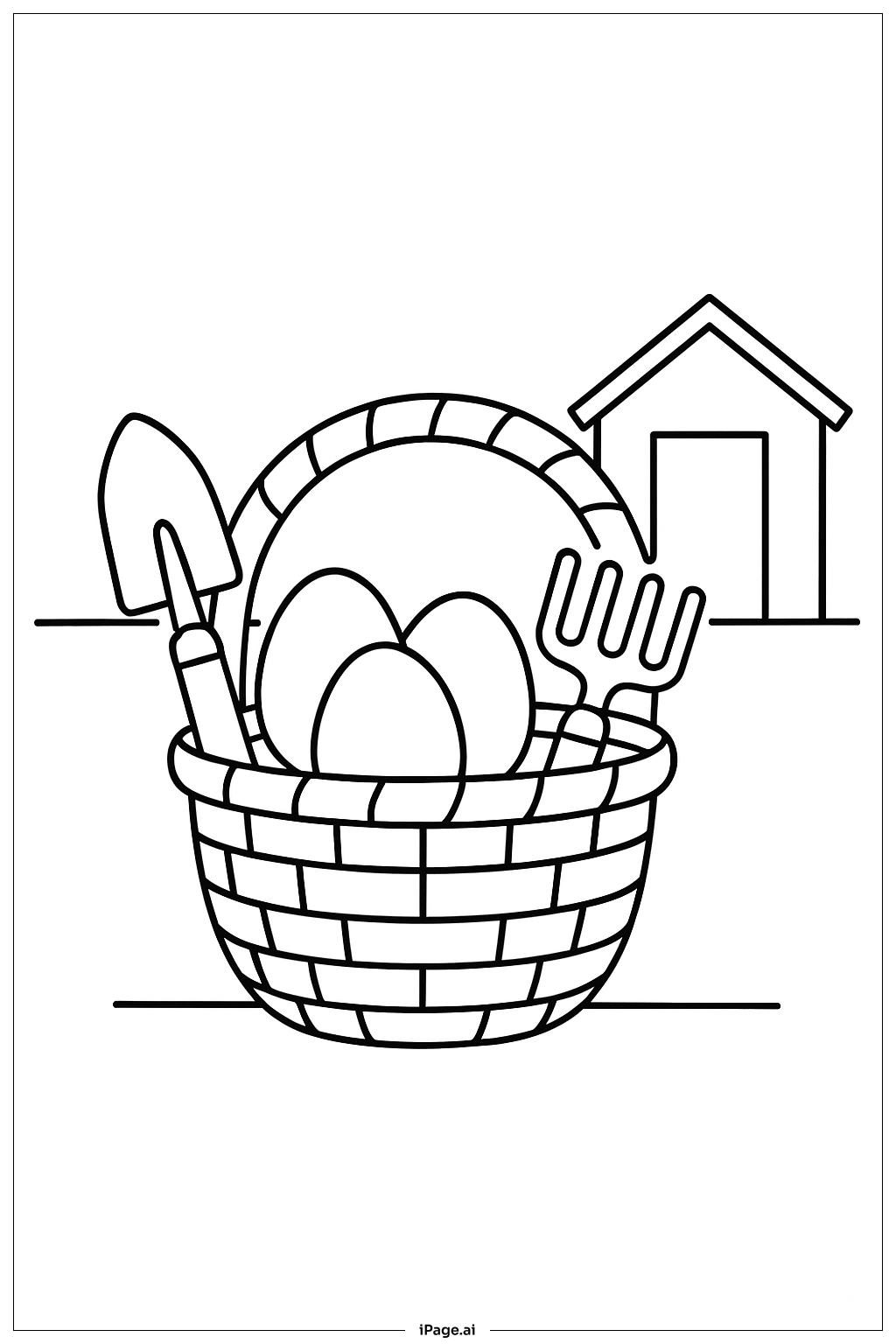  Easter Basket With Garden Tools Coloring Page 