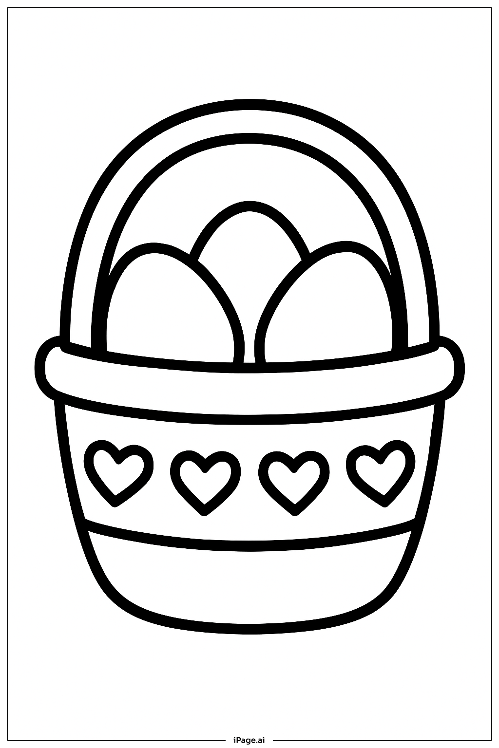  Easter Basket With Heart Pattern Coloring Page 
