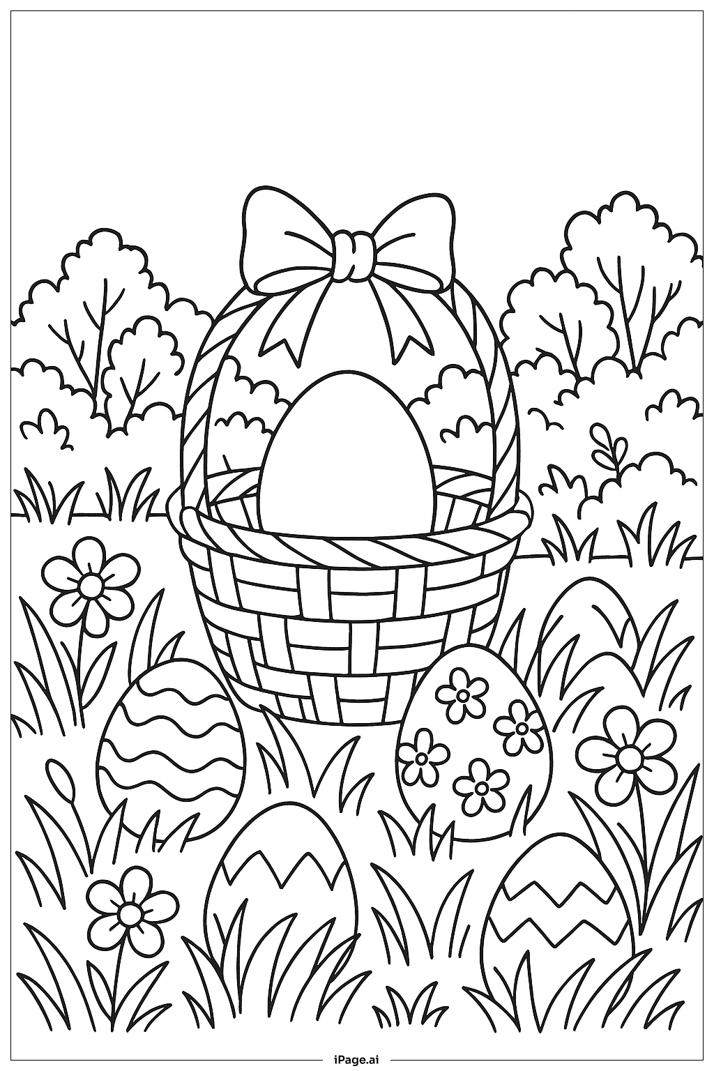 Easter Basket With Hidden Eggs Scene