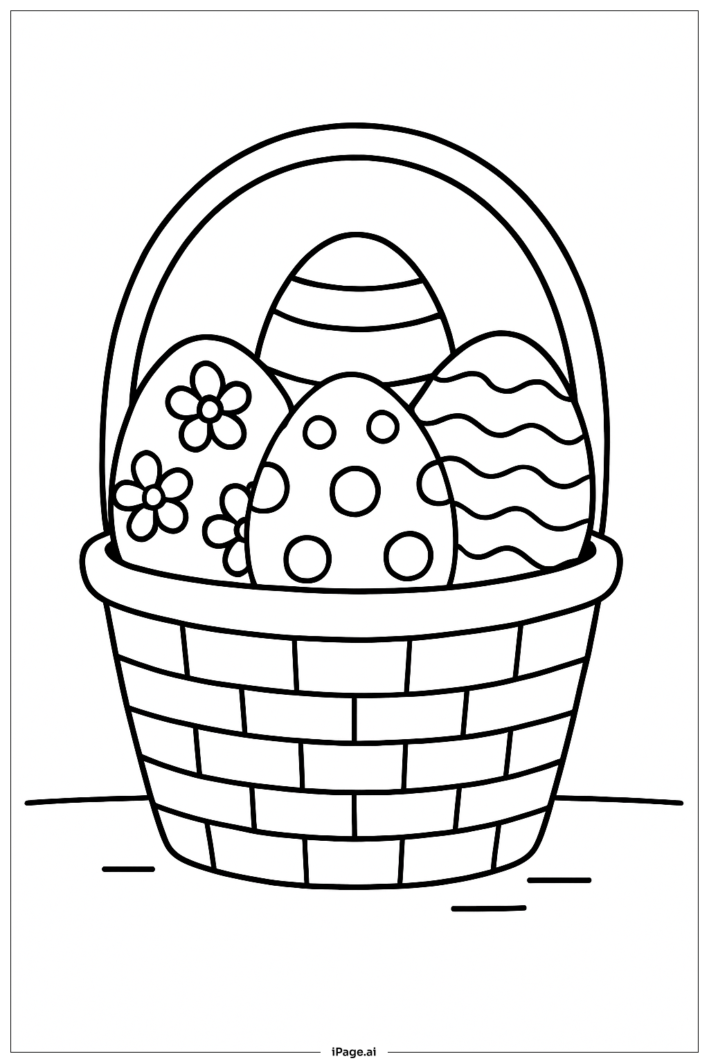  Easter Basket With Layered Eggs Coloring Page 