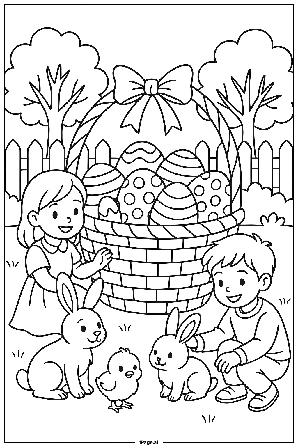Easter Basket With Multiple Characters