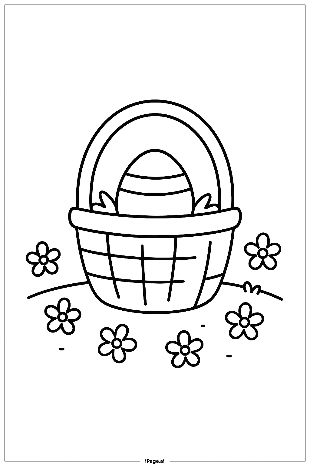 Easter Basket With Scattered Flowers Coloring Page 