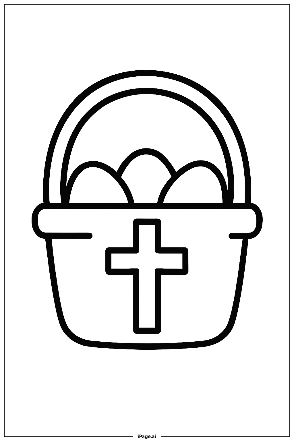  Easter Basket With Simple Cross Coloring Page 
