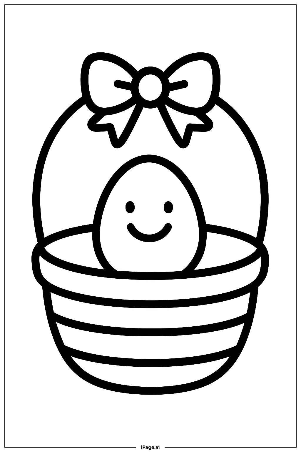  Easter Basket With Smiley Egg Coloring Page 