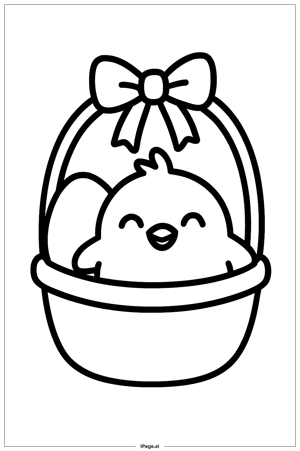  Easter Basket With Smiling Chick Coloring Page 