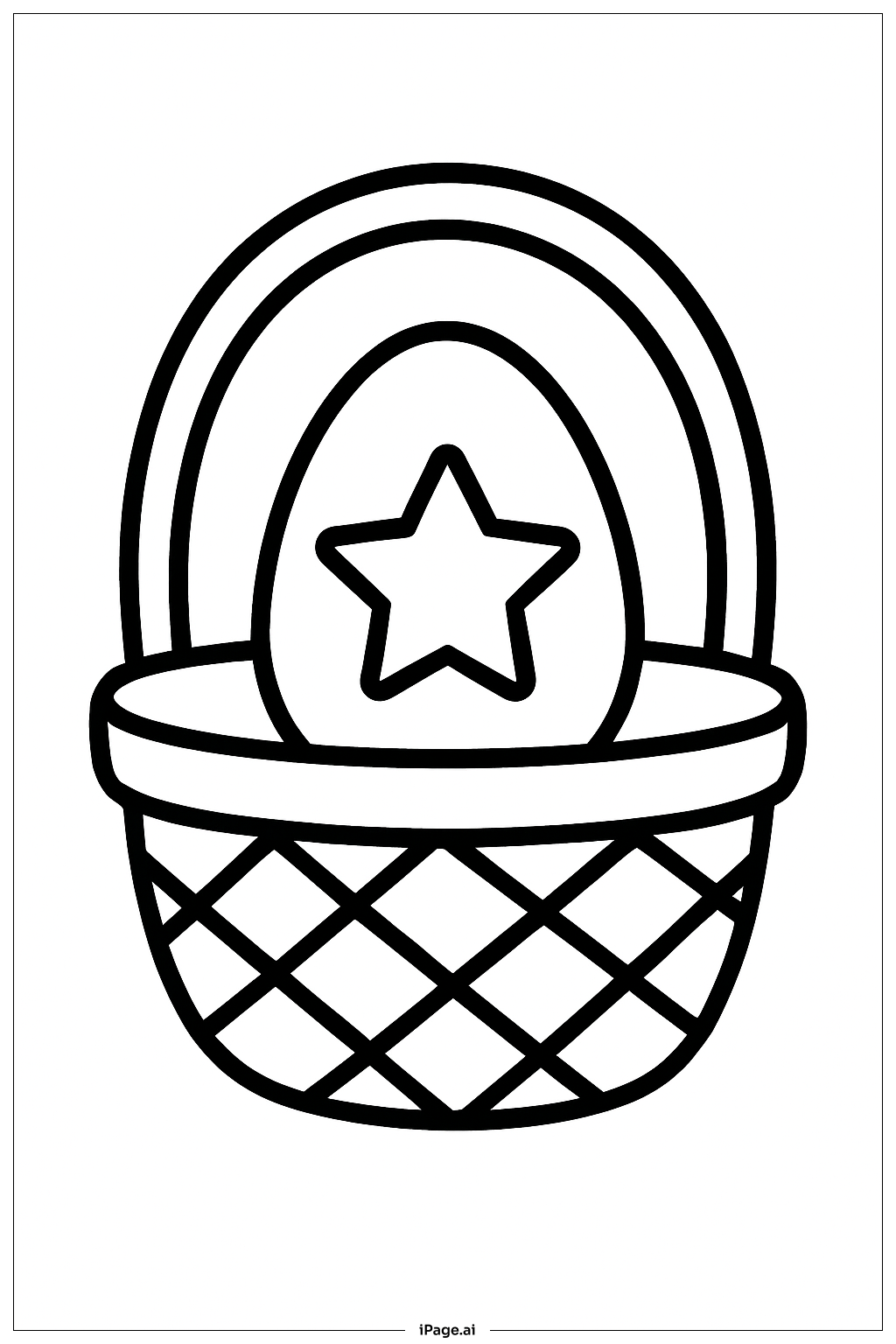  Easter Basket With Star Egg Coloring Page 