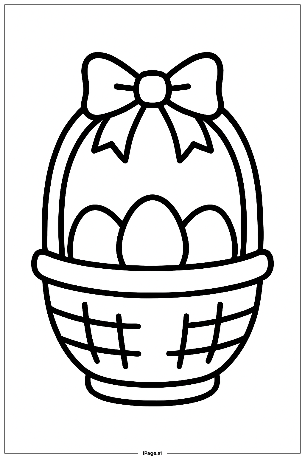  Easter Basket With Tall Handle Bow Coloring Page 