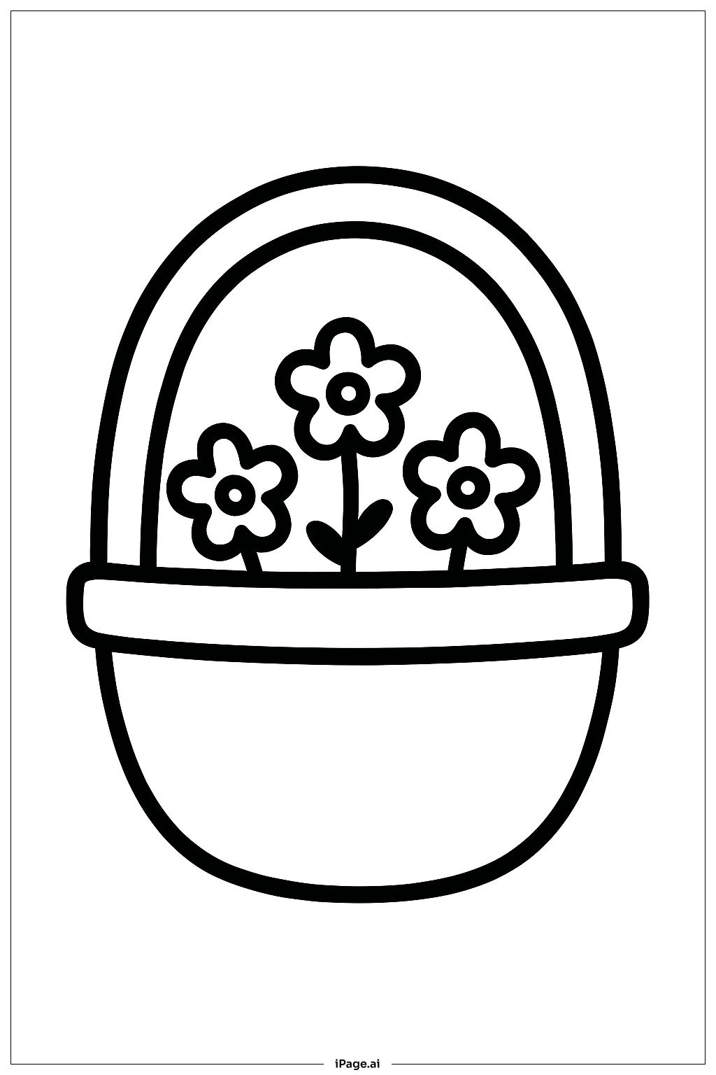  Easter Basket With Tiny Flowers Coloring Page 