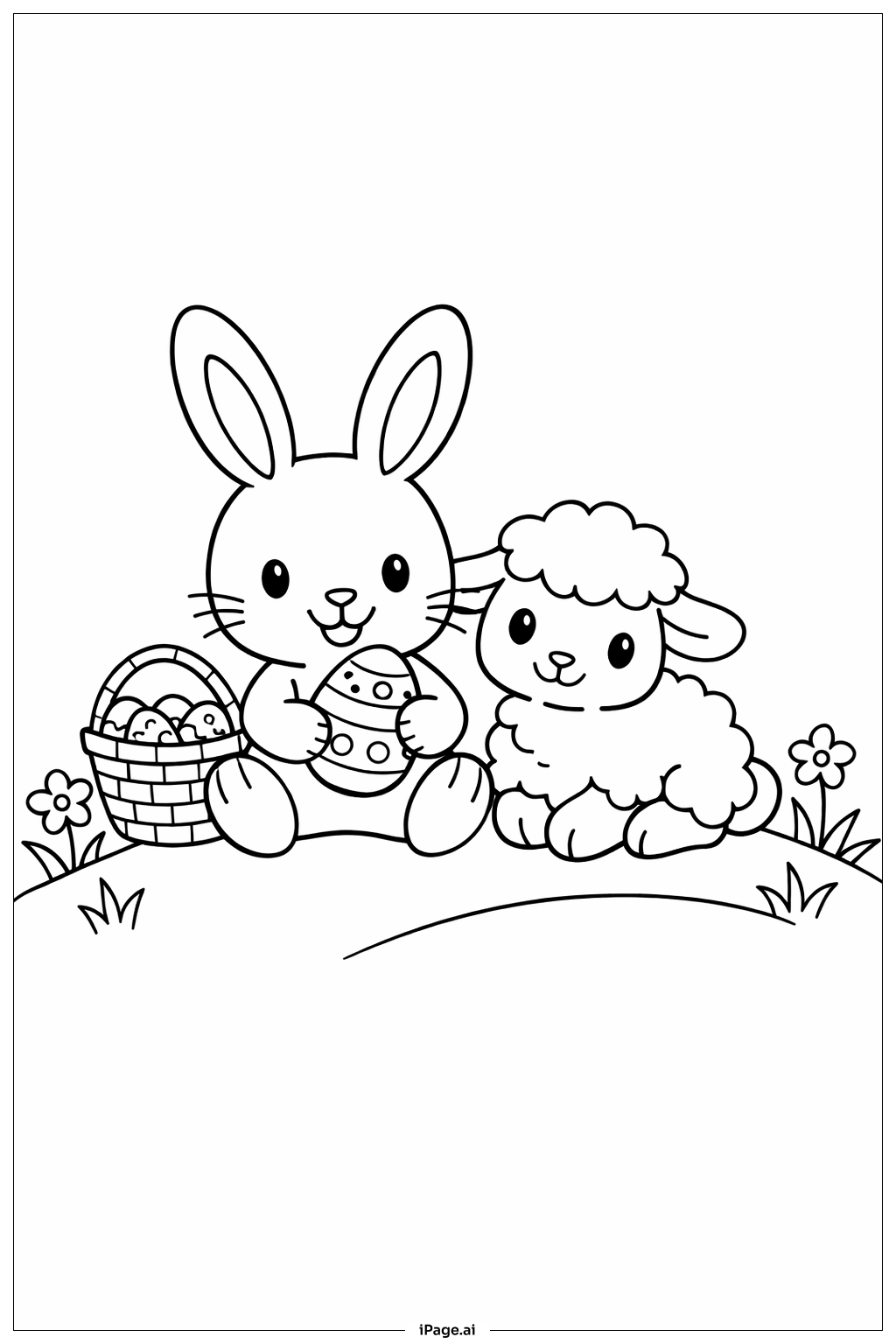  Osterhase und Lamm Ausmalseite 