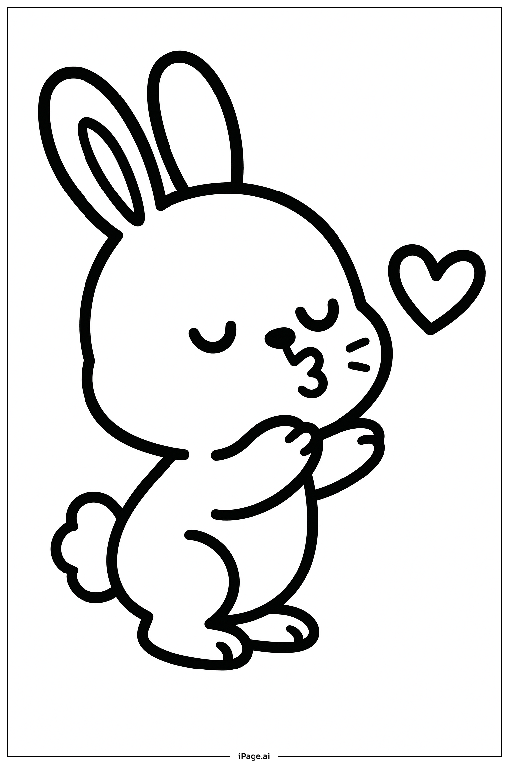  复活节兔子送飞吻填色页 