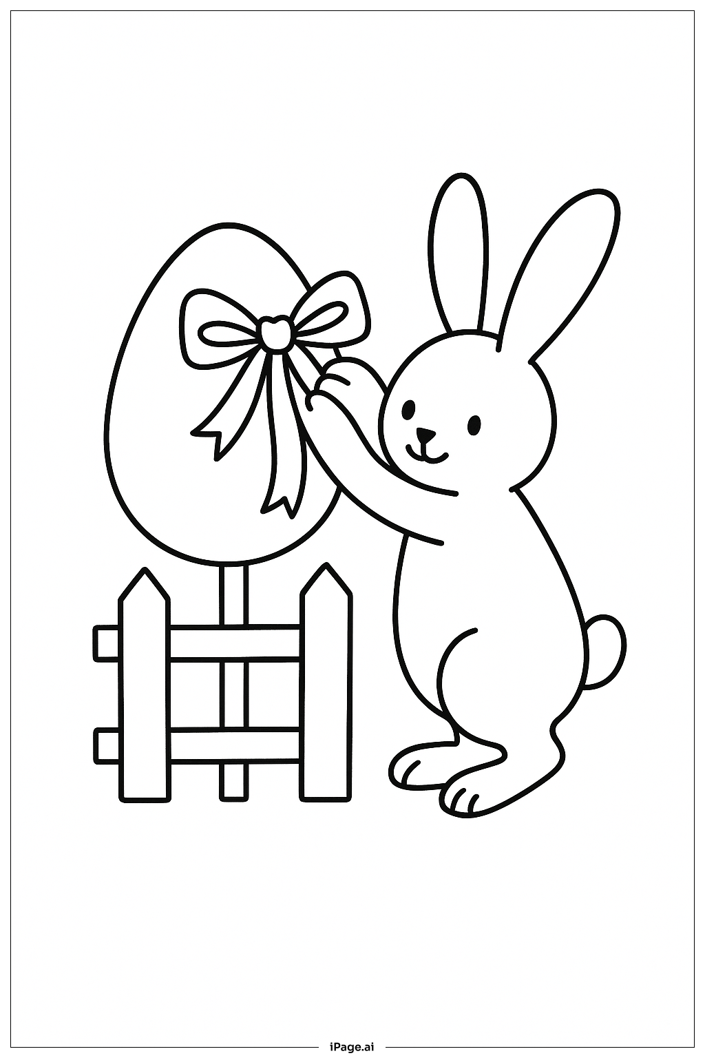  复活节兔子装饰招牌填色页 
