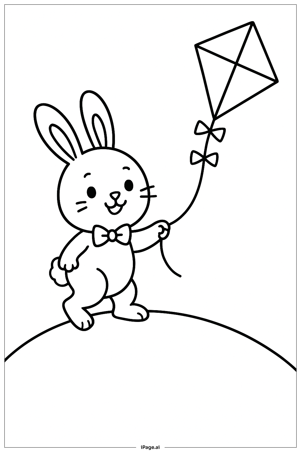 复活节兔子放风筝填色页