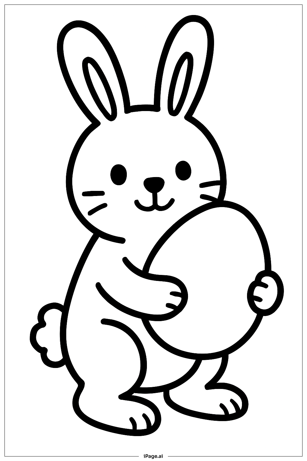 Conejo de Pascua sosteniendo huevo