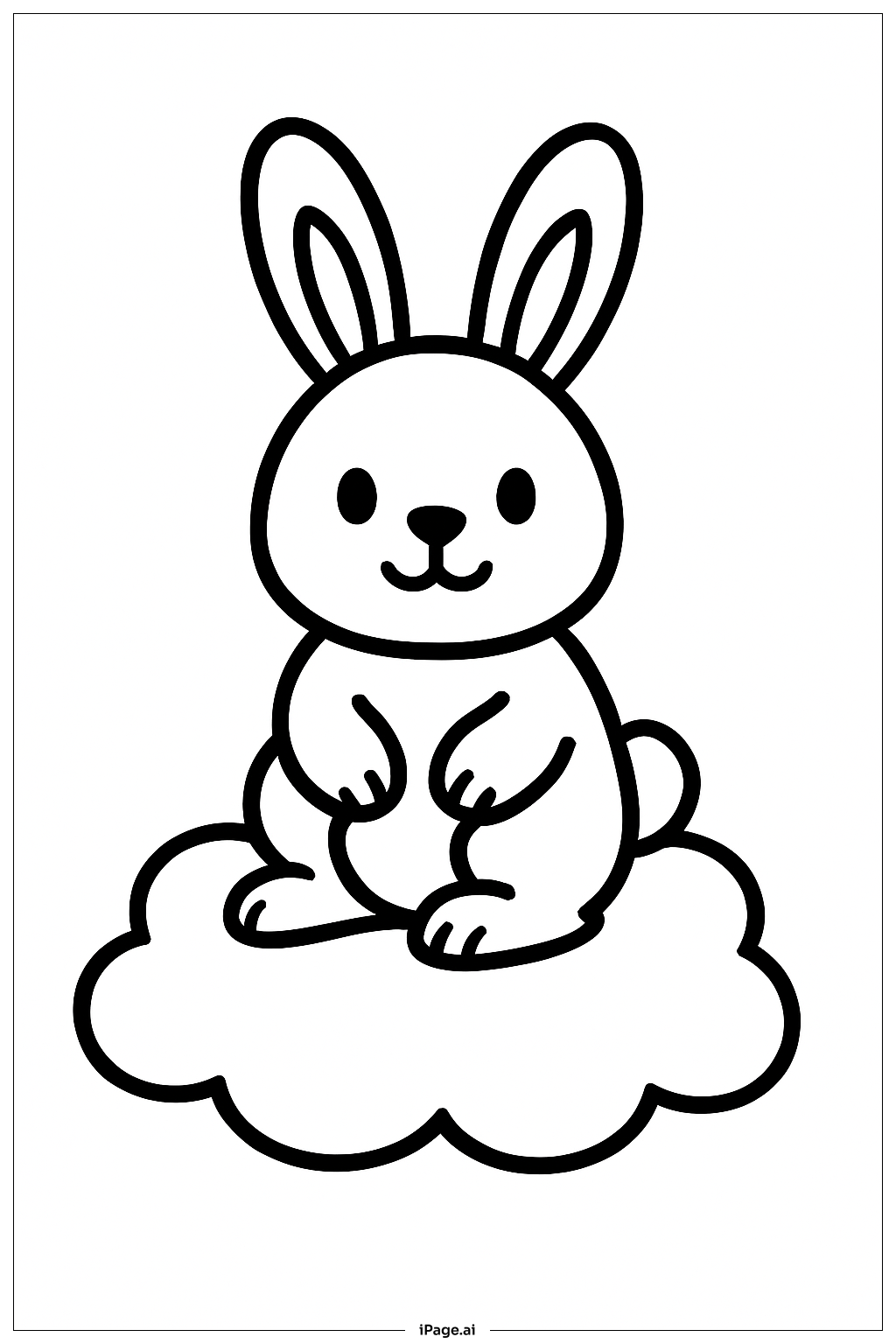 云朵上的复活节兔子填色页