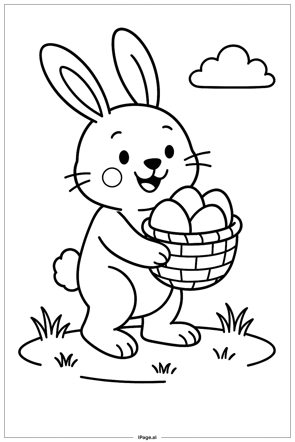  草地上的复活节兔子填色页 