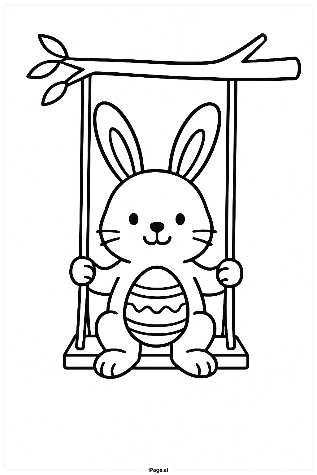  荡秋千的复活节兔子填色页 