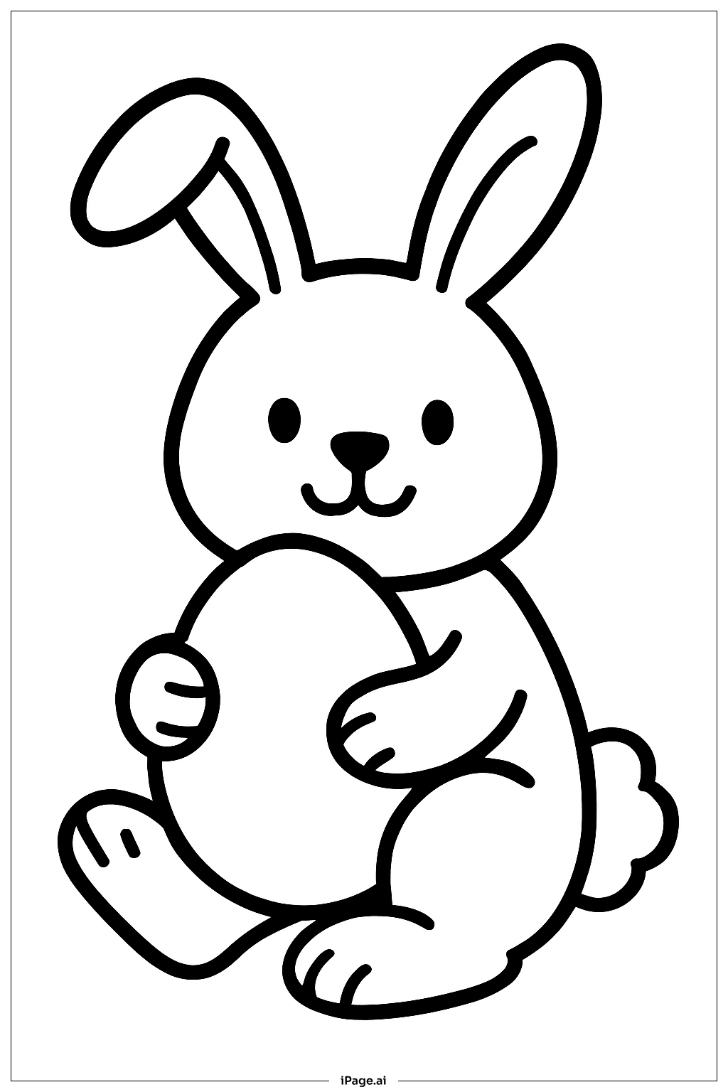 复活节兔子抱彩蛋填色页