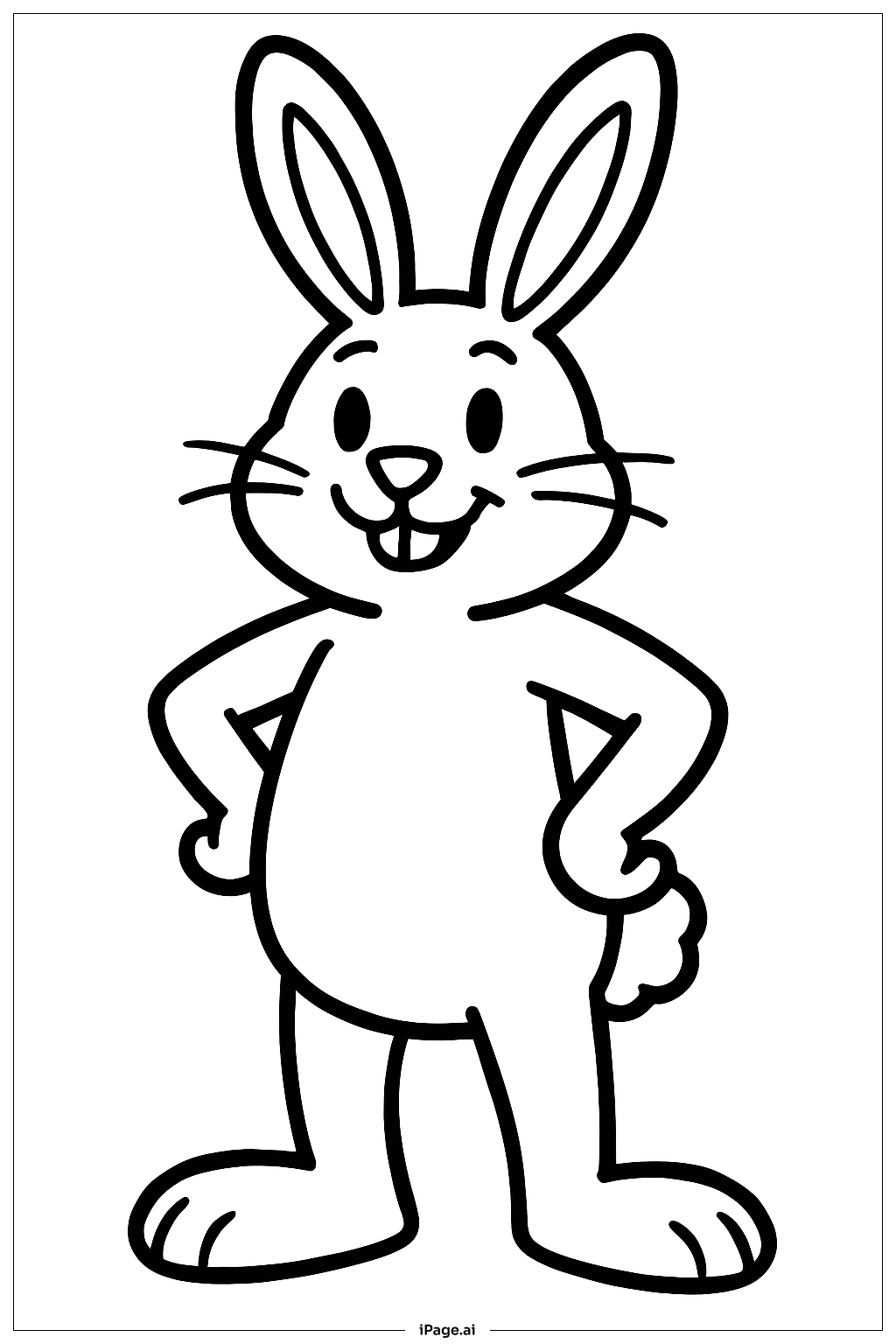  復活節兔子自豪站立著色頁 
