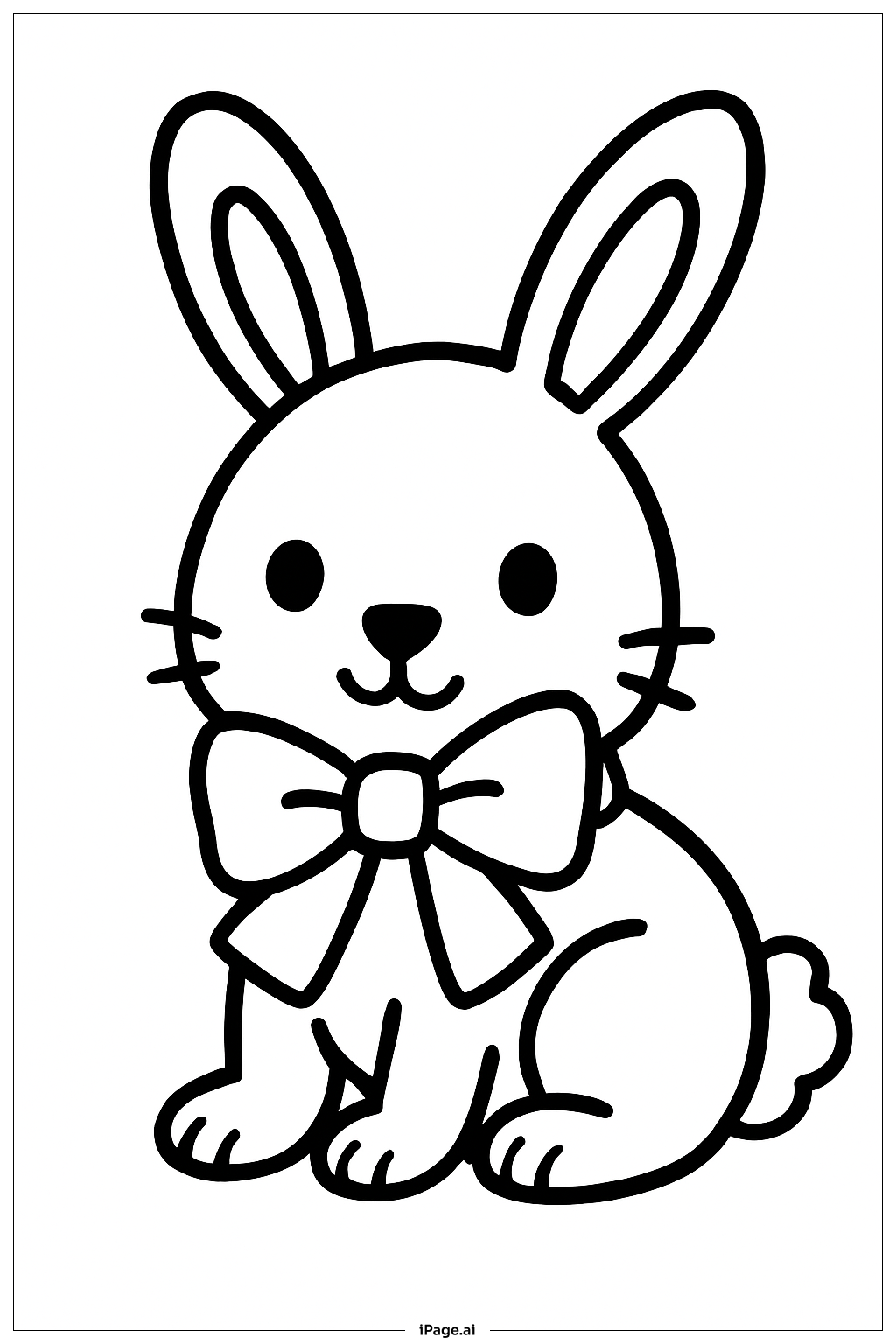 系着蝴蝶结的复活节兔子填色页