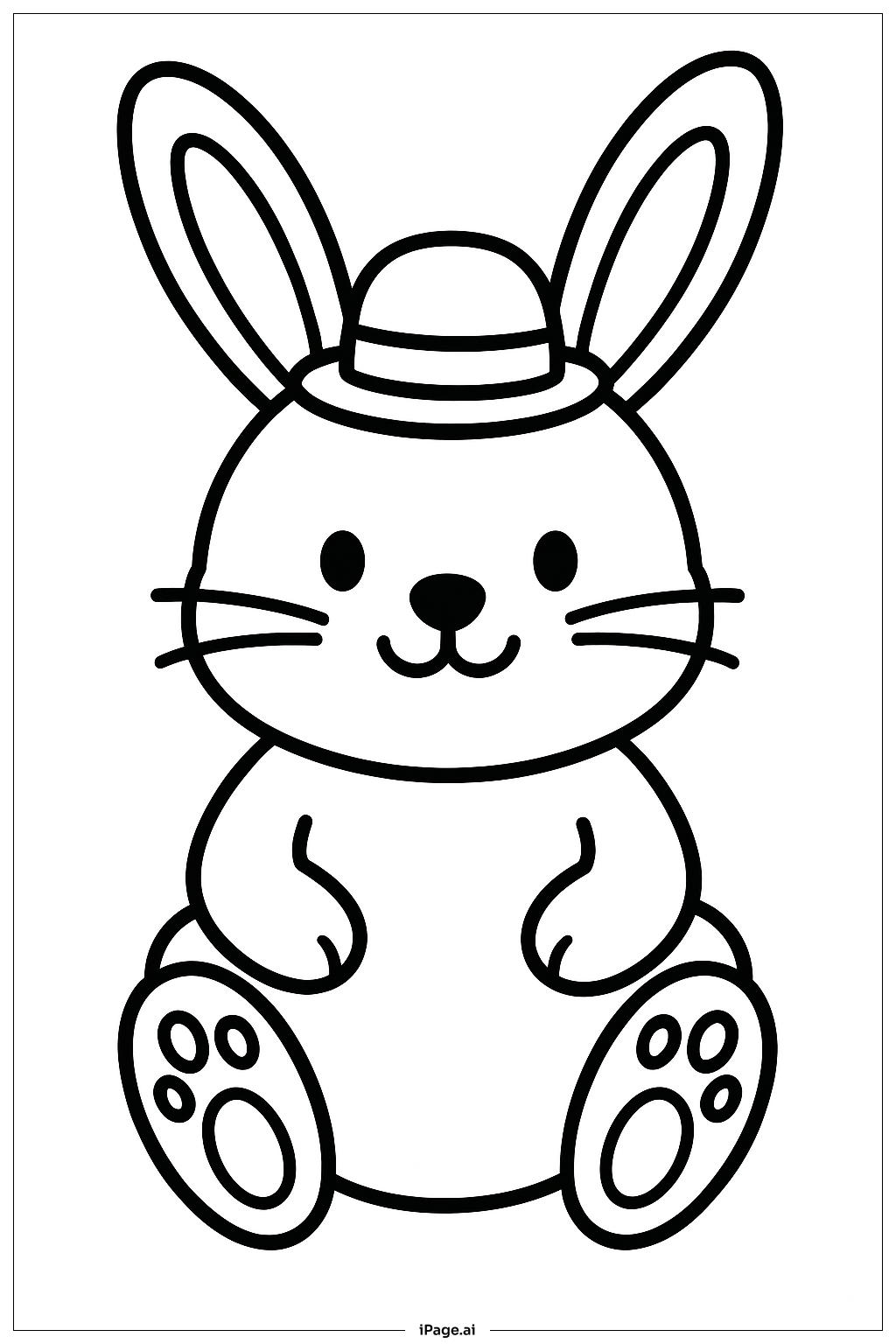  戴帽子的复活节兔子填色页 