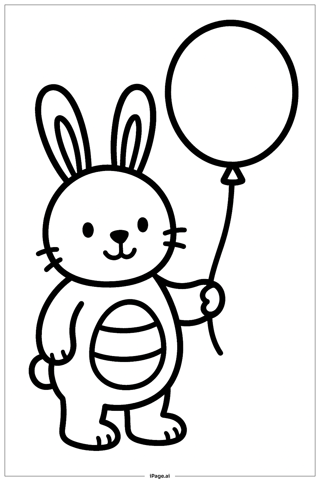  拿着气球的复活节兔子填色页 