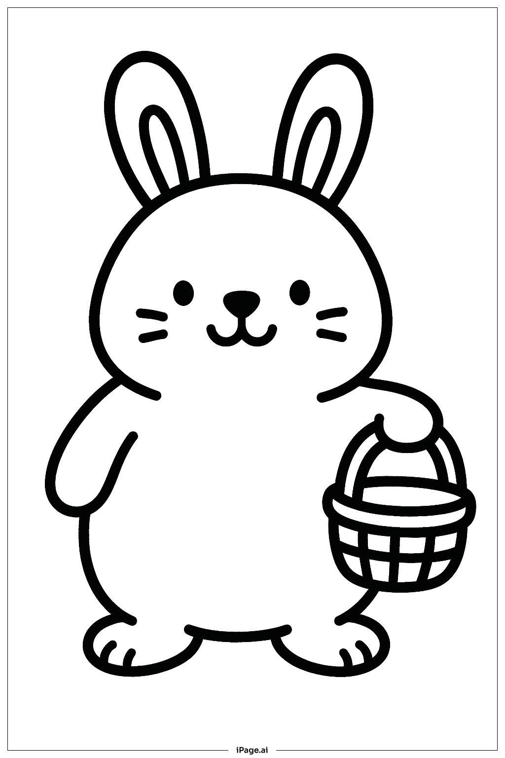 提篮复活节兔子填色页