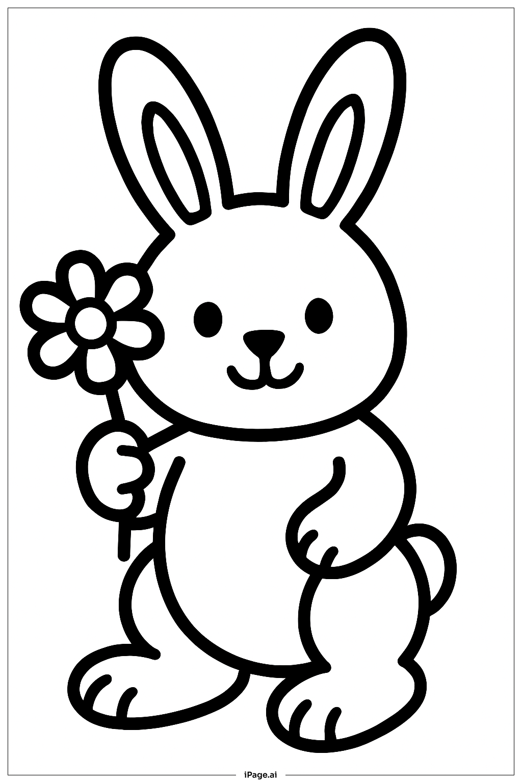 Osterhase mit Gänseblümchen Ausmalseite