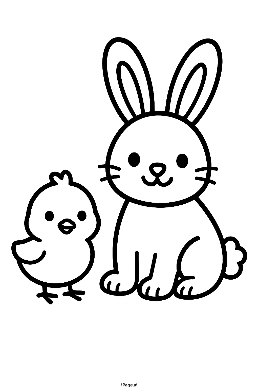  复活节兔子和小黄鸡填色页 