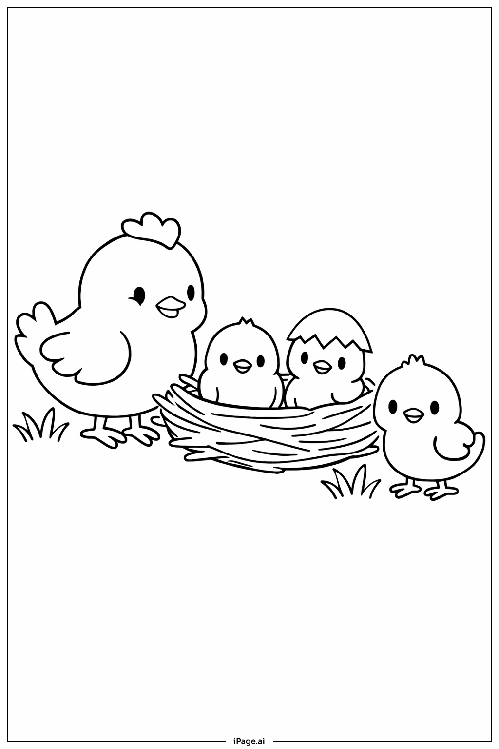  Osterküken Familie Ausmalseite 