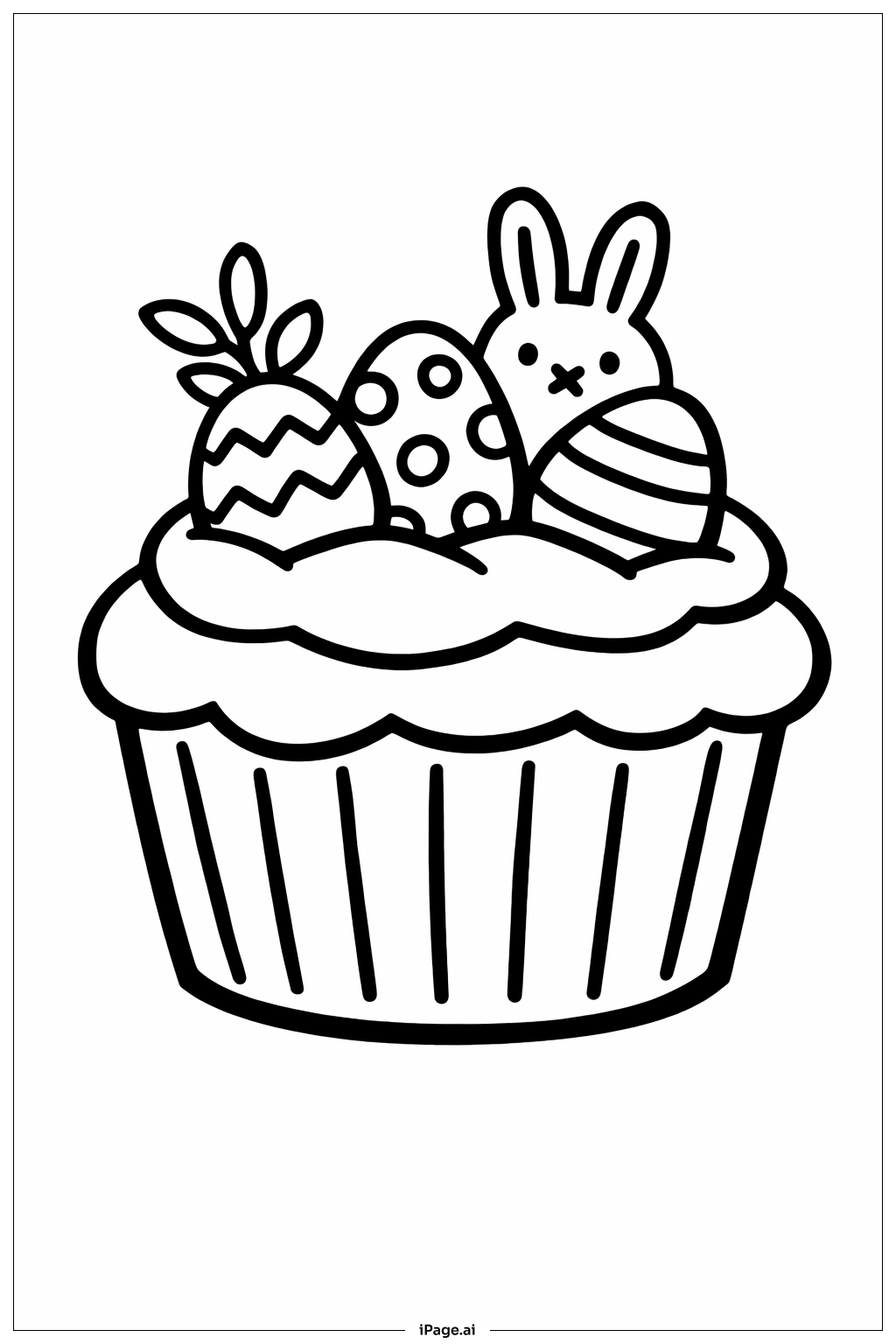  Großer Oster-Cupcake Ausmalseite 