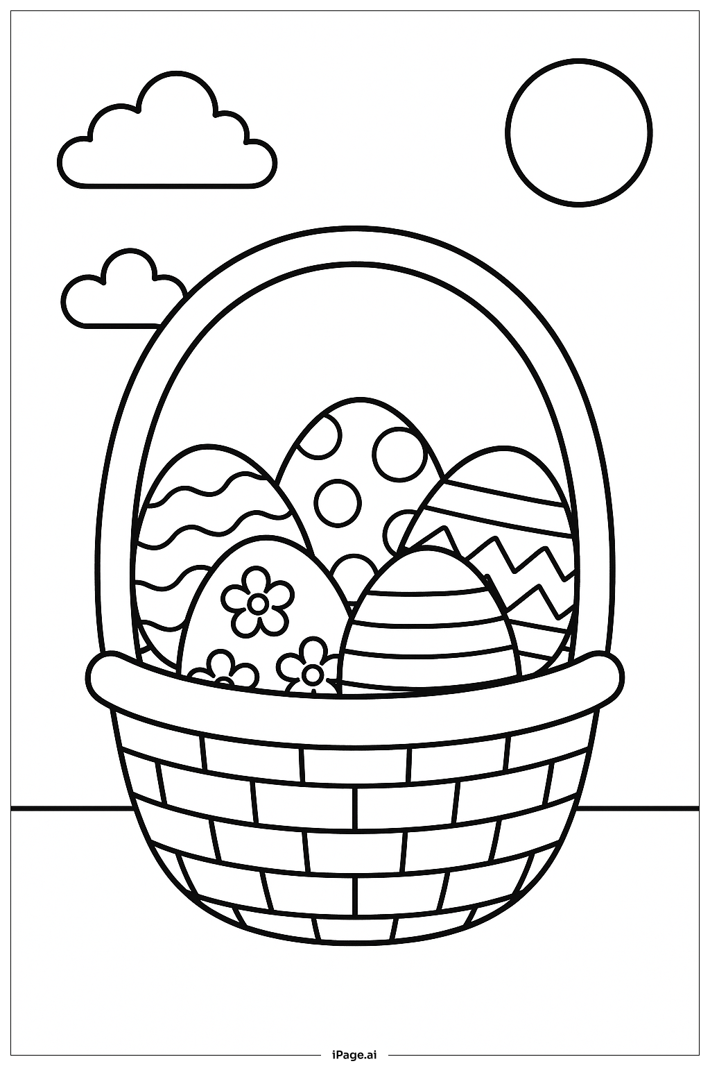  复活节彩蛋篮填色页 